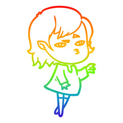 rainbow gradient line drawing cartoon vampire girl