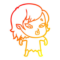 warm gradient line drawing cute cartoon vampire girl