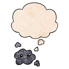 cute cartoon cloud and thought bubble in grunge texture pattern style