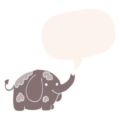 cartoon elephant and speech bubble in retro style