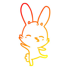 Fototapeta premium warm gradient line drawing curious bunny cartoon