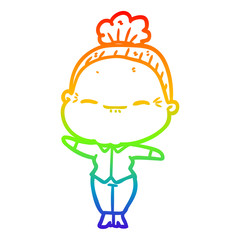 rainbow gradient line drawing cartoon peaceful old woman