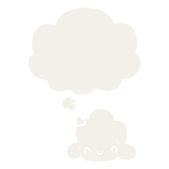 cartoon cloud and thought bubble in retro style