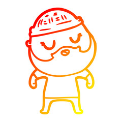 warm gradient line drawing cute cartoon man with beard