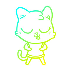 cold gradient line drawing cartoon cat