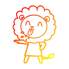warm gradient line drawing happy cartoon lion
