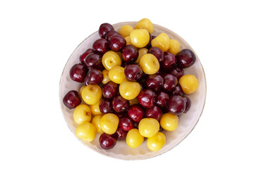 Fresh cherry background. Macro detail, isolated cherryes. Food background