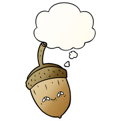 cartoon acorn and thought bubble in smooth gradient style