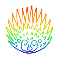 rainbow gradient line drawing cartoon spiky hedgehog