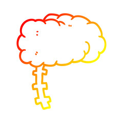 warm gradient line drawing cartoon brain