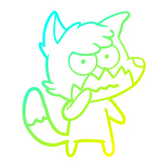 cold gradient line drawing cartoon annoyed fox