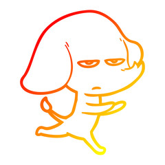 warm gradient line drawing annoyed cartoon elephant