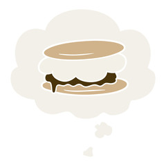 smore cartoon and thought bubble in retro style