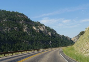 Scenic views along the road through the Bighorn Mountains in Wyoming.