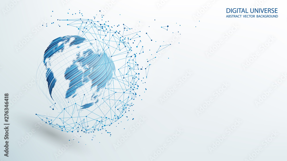 Poster abstract light background. blue planet earth created by brush strokes. vector. sphere with the image