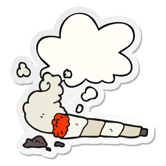 cartoon cigarette and thought bubble as a printed sticker