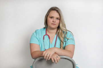 Portrait of a female healthcare professional,  photo of a smiling young female nurse