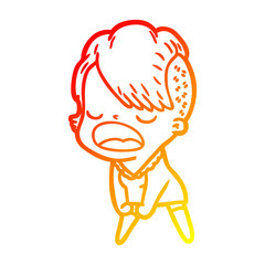 warm gradient line drawing cartoon cool hipster girl talking