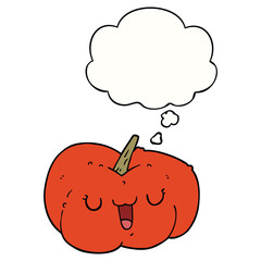 cartoon pumpkin and thought bubble