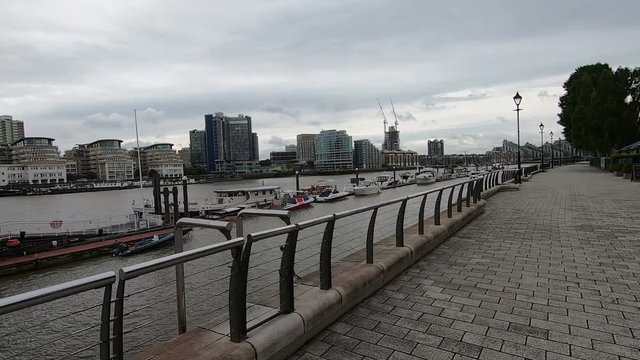 Slow Motion Footage Of River Thames, Sands End, London, UK.
