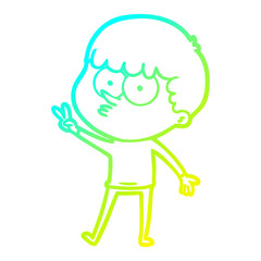 cold gradient line drawing cartoon curious boy dancing