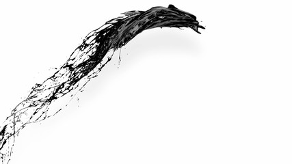 black splash like petroleum is hanging in the air. 3d rendering of liquid splash in cartoon style. 9