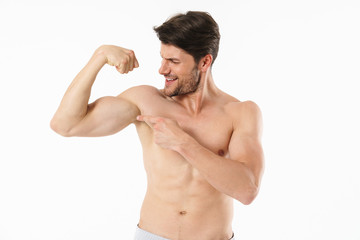 Fototapeta premium Portrait of a handsome young shirtless sportsman