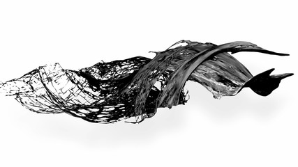 black splash like petroleum is hanging in the air. 3d rendering of liquid splash in cartoon style. 20