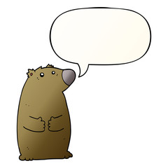 cartoon bear and speech bubble in smooth gradient style