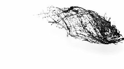 black splash like petroleum is hanging in the air. 3d rendering of liquid splash in cartoon style. 27