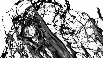 Obraz premium black splash like petroleum is hanging in the air. 3d rendering of liquid splash in cartoon style. 28