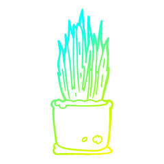 cold gradient line drawing cartoon house plant