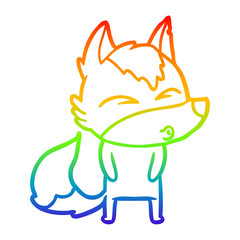 rainbow gradient line drawing cartoon wolf pouting