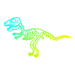 cold gradient line drawing cartoon dinosaur bones
