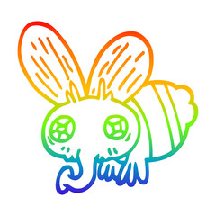 rainbow gradient line drawing cartoon fly
