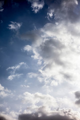 Background texture purpose shot of clouds in the sky of rain or nimbus clouds.