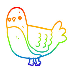 rainbow gradient line drawing cartoon bird
