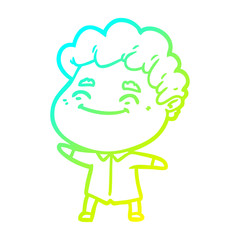 cold gradient line drawing cartoon friendly man