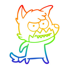 rainbow gradient line drawing cartoon grinning fox