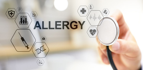 Allergy diagnosis medical and healthcare concept Doctor with stethoscope.