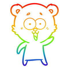 Obraz premium rainbow gradient line drawing laughing teddy bear cartoon