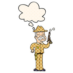 cartoon sheriff and thought bubble in comic book style