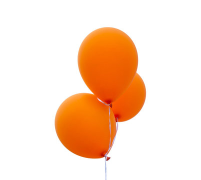 Fototapeta Bunch of orange balloons on a white background. Isolated