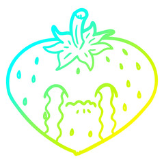 cold gradient line drawing cartoon strawberry