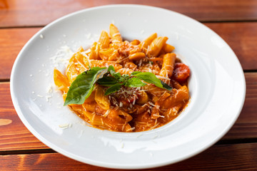 Penne pomodoro with parmesan and basil