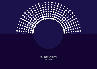 Abstract background circle frame halftone dots isolated on color background. Creative cover design template.