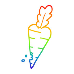 rainbow gradient line drawing cartoon carrot with bite marks