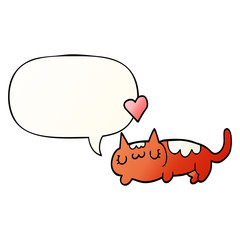 cartoon cat and speech bubble in smooth gradient style