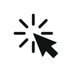 Click icon. Arrow with clicking graphic sign isolated on white background. Cursor symbol for design websites, apps, etc. Vector illustration