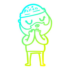 cold gradient line drawing cartoon man with beard